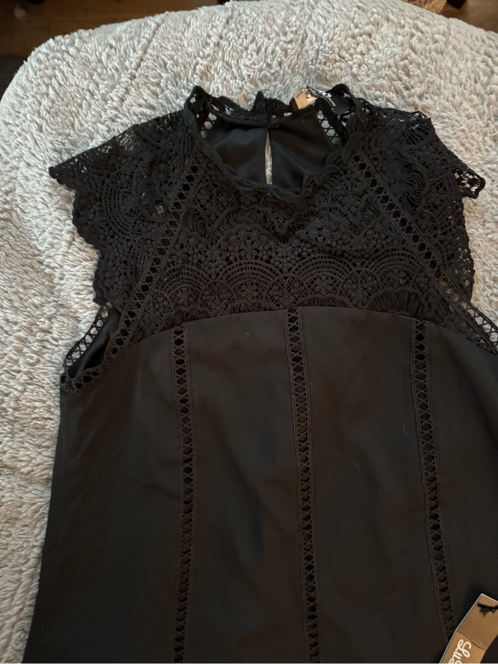 NWT LULU’S Hey Doll Black Lace Shift Dress Size Small - Picture 12 of 16